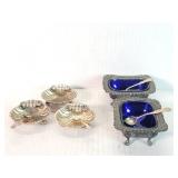 Five English silver plate salt cellar with 4