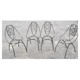 4 Mid-century wrought iron dining chairs