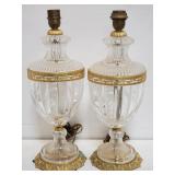 Pair of vintage Hollywood Regency-style crystal