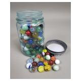 Jar of vintage marbles