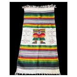 Vintage hand-woven Mexican-style wool rug