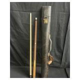Vintage pool cue with case