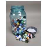 Jar of vintage marbles