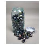 Jar of vintage marbles