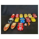 Collection of vintage Chevron plastic cars