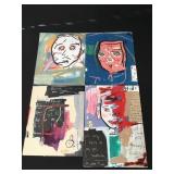 4 oil paintings on paper