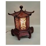 Vintage rosewood pagoda table lamp
