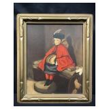 Vintage framed oil on board painting