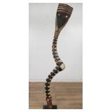 Large African hand carved baga snake statue on