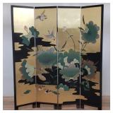 4-panel Asian gold leaf and hand painted screen