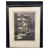 Framed and signed etching