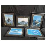 5 aviation prints signed by Chris Cosmer and Dru