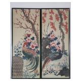 Pair of vintage Asian painting on silk