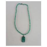 Vintage sterling silver  hand carved green