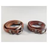 Pair of leather belts with sterling silver buckle