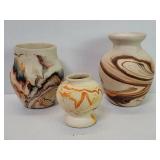 Three vintage Nemadji U.S.A pottery vases