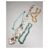 Jadeite, turquoise, amber, glass bead necklaces