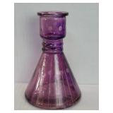Amethyst colored glass vase with etched p
