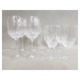 Eight Waterford crystal wine glasses