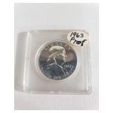 1963 proof Franklin silver half dollar