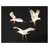 Vintage MCM seagulls in flight metal wall art