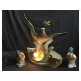Lane & Co. mallard duck lamp planter with pair
