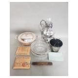 Box of miscellaneous items, Ice bucket Chafing