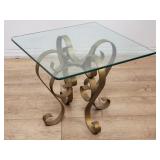 Hollywood Regency-style glass top accent table