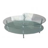 Walker Edison-style 2-tier oval glass side table