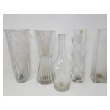 Group of crystal and glass vases