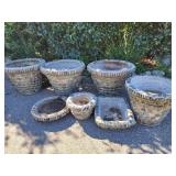 7pc Mexican grant river rock planters