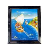 Framed 1992 signed Angel Vasiler print