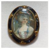 Coro French Victorian-style portrait brooch