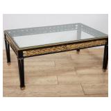 Vintage gilt metal coffee with beveled glass top