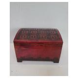 Mahogany carved wood trinket box with Celtic