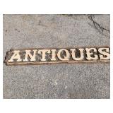 Handmade wood "Antiques" double sided sign
