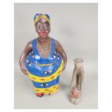 African wood tribal art  and Haitian stone statue