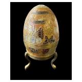 Vintage brass cloisonnï¿½-style egg trinket box
