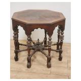 Vintage octagonal 8 leg inlaid parlor table
