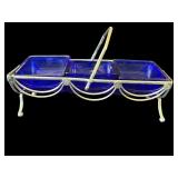 Vintage cobalt blue glass relish dishes