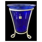 Vintage Italian cobalt blue glass vase
