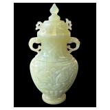 Vintage jade lidded vase