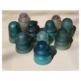 10 vintage glass insulators all marked