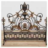 Antique French wrought iron fire screen with