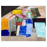 65 pc stained glass wood case & sheets many colors