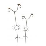 Pair of vintage wrought iron candleholders