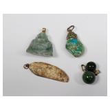 Vintage turquoise nugget pendant, a jadeite