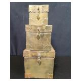 Three vintage Asian-style brass stackable nesting
