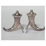 Sterling silver cornucopia shape salt and pepper