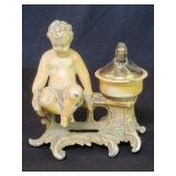 Vintage spelter cherub figure lighter